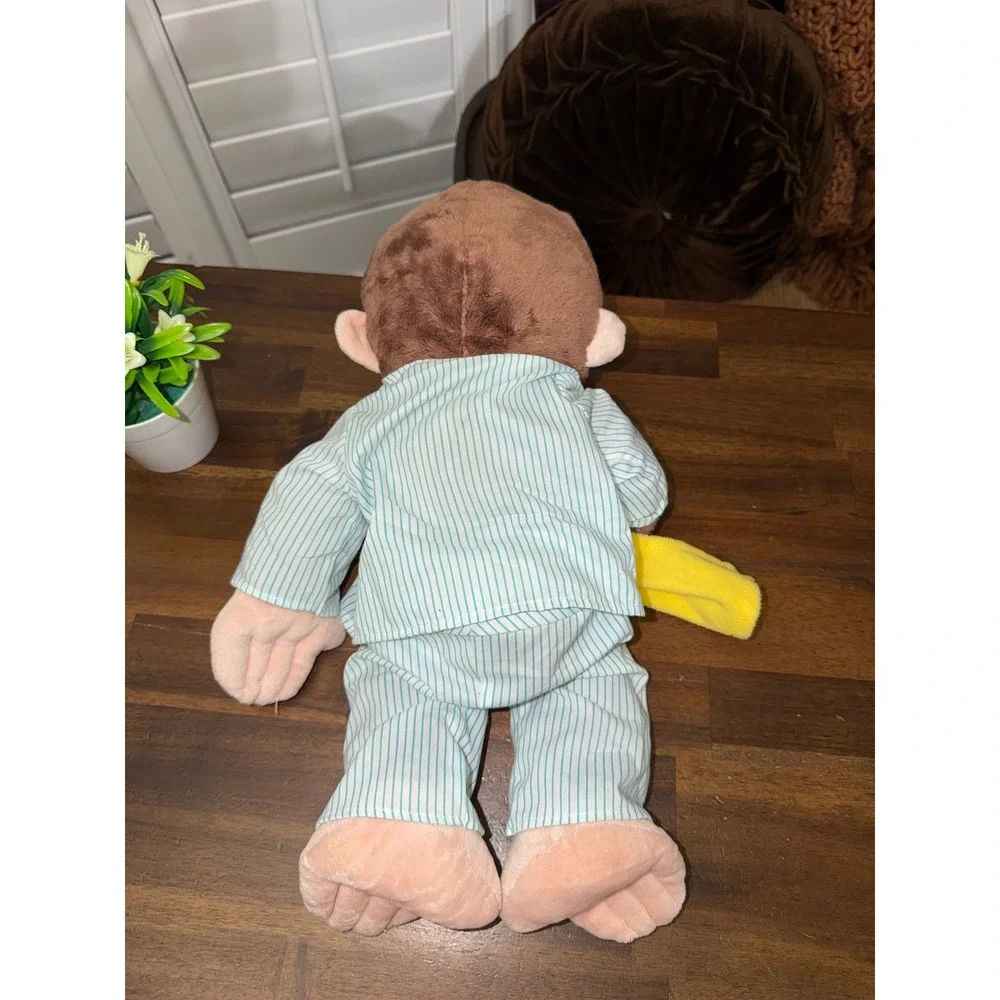 Gund Curious George Plush in Blue Striped Pajamas with Yellow Blanket 15 Inch
